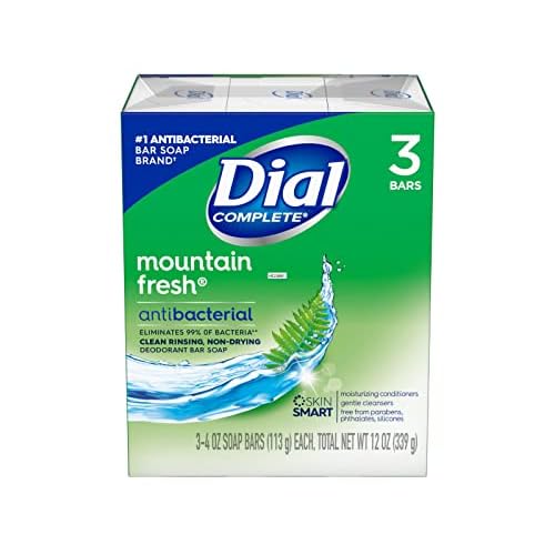 Dial Mountain Fresh Antibacterial Deodorant Bar Soap 3, 4 oz Soap Bars (Packs of 5)