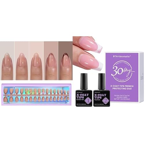 btartboxnails XCOATTIPS French Almond Nails French Protecting DUO