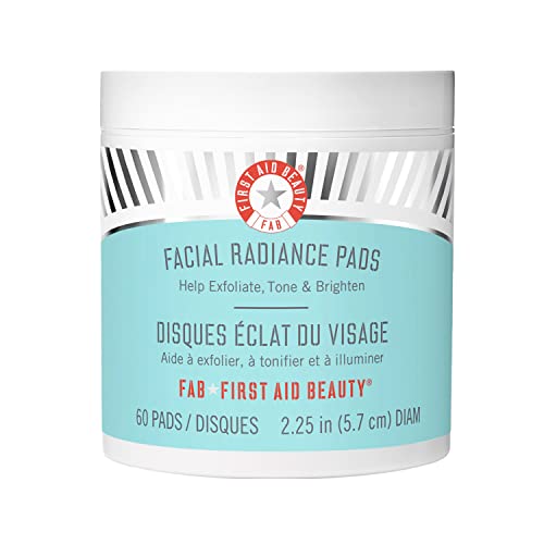 First Aid Beauty Facial Radiance Pads with Glycolic + Lactic Acids ?¢桰 Daily Exfoliating Pads with AHA that Help Tone & Brighten Skin ?¢桰 60 Count