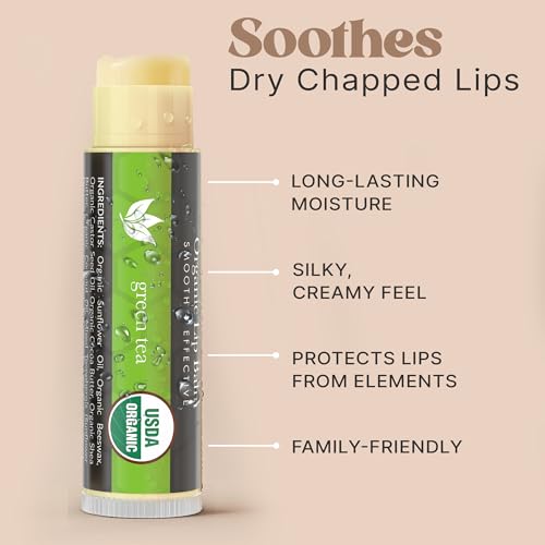 USDA Organic Lip Balm - USA Made with Natural Ingredients - 12-Pack (6 flavors) ? Beeswax, Coconut Oil, Vitamin E ? Moisturizing Chapstick for Dry, Cracked Lips ? Lip Care Gift Set