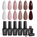Beetles Neutral Gel Polish Set - Nude Pink Brown Neutral White Colors 6 Colors Gel Nail Polish Set for Nail Art Manicure Soak Off Uv LED Nail Lamp Needed Gifts for Women Coffee Time