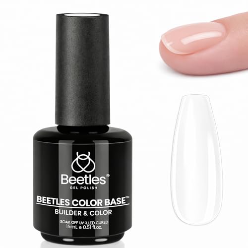 Beetles 15ml Rubber Base Builder Nail Gel - Clear Color Base for Nails Strengthening, Thickening and Sculpting, Soak Off UV LED Long Lasting for Weak and Damaged Nails