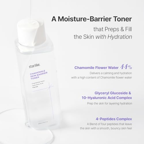 starlike Chamomile Skin Barrier Toner I 7.1 Fl Oz (210 ml) I Face Toner for Soothing, Deep Hydrating, Moisturizing, Boosting & Balancing I Korean Skin Care I Chamomile Water, Hyaluronic Acid & Peptide