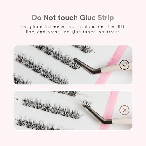 Silly George PopOn Lash 84 Cluster Pre-Glued Featherlight Bionic Silk 5 to 10 Day Wear Press-On Lash Bundle with 60 Pack MultiLength Plus 24 Pack Single Size Black Rosy 10mm
