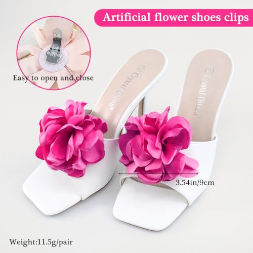 Bethynas Fabric Rose Flower Shoes Clips Lady Elegant High Heel Sandals Removable Floral Shoes Buckle Clips Charm Diy Shoes Decoration for Women