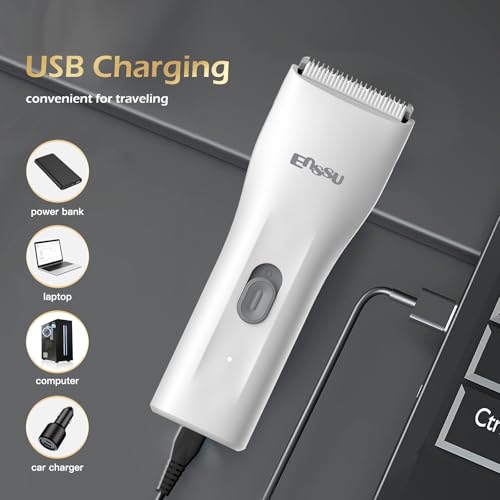 Electric Body Hair Trimmer for Men, Handy Ball Trimmer Groin & Pubic Hair Trimmer for Men, Rechargeable Waterproof Body Shaver Groomer for Men for Travle, White