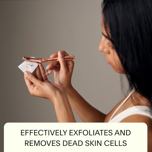 Leaf Shave | Leaf Dermaplaner Kit, All-Metal Reusable Dermaplane Razor and Exfoliating Tool for Women, Includes Matching Stand and 10-Pack of Refills - Chrome