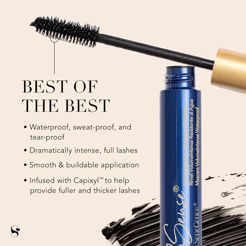 LashSense VolumeIntense Waterproof Mascara, Black, 0.24 Oz, Volumizing and Lengthening, Buildable 3D Intensity, Humidity-Resistant, Nourishing, Ophthalmologist-Tested