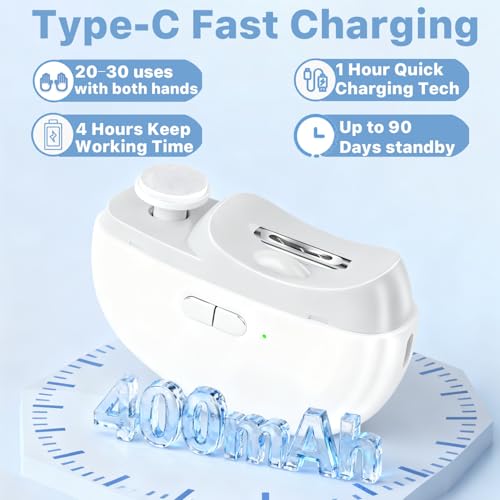 Electric Nail Clipper, Electric Nail Clippers for Seniors, 2026 2 in 1 Multifunctional Electric Nail Trimmer for Adults£¬Kids with Polishing and 2 Speeds (White)