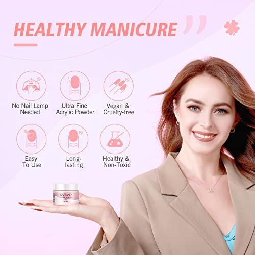 SAVILAND Acrylic Nail Kit: Big Capacity Acrylic Liquid 120ml and 30g Clear Pink White Powder Set with 5 Sizes Brushes for Beginner Nail Kit for Full Professional Nail Art Designs Home DIY Salon Gift