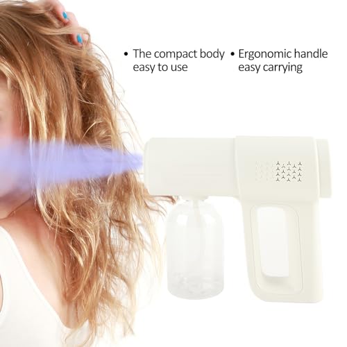 Nanometer Sprayer Machine, Rechargeable Blue Light Sprayer with Electrostatic Atomizer, Cordless Handheld Steam Gun for Skin Hair Home Office Public Places