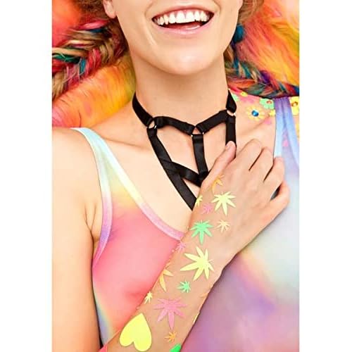Sasswear Blacklight Body Stickers - Neon Fashion Accessories for Raves, Festivals and Glow Parties, 40/pk (Leaf)