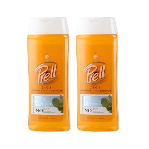 Prell Witch Hazel Color Safe Refreshes & Hydrates 2-in-1 Shampoo + Conditioner for Dry, Damaged Hair, 13.5 fl.oz (Pack of 2)