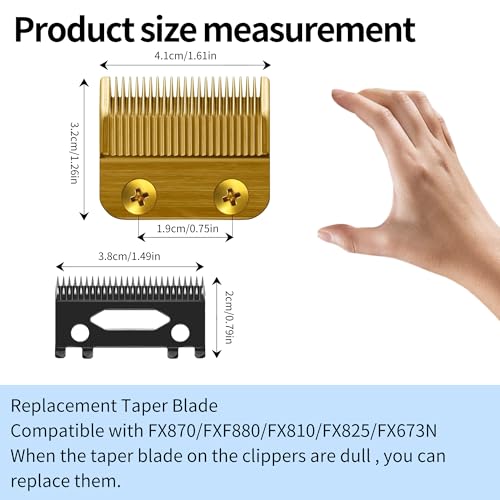 Replacement Blades for FX870 Clippers, Replacement Clipper Blades Compatible with Barberology FX870/FXF880/FX810/FX825/FX673N, Gold