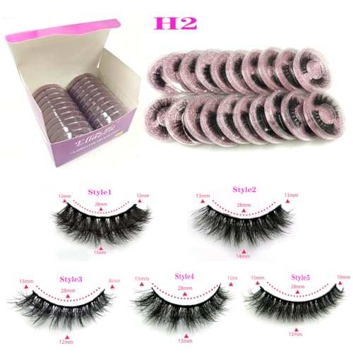 Eyelashes Natural Looking Fluffy False Eyelashes Mink 15mm Bulk Wispy Lashes 20 Pairs (H2£©