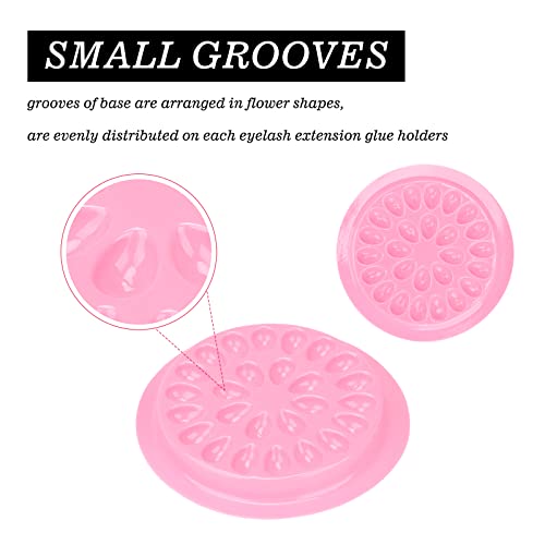 G2PLUS False Eyelashes Glue Holders, 100 PCS Disposable Eyelash Tray, Pink Plastic Glue Pallet Pad for Lash Extensions