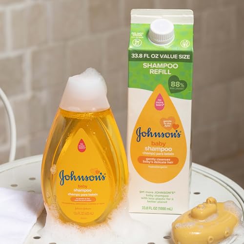Johnson's Baby Shampoo, Hypoallergenic, No More Tears for Baby's Delicate Scalp & Skin, Gently Washes Away Dirt & Germs, Paraben-Free, Value Size Baby Shampoo Refill, 33.8 fl. oz