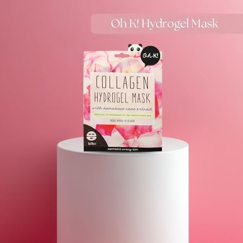 Oh K! Hydrogel Mask - Collagen - Moisturizing Face Mask Sheet - Hydrating Face Sheets - Rich in Collagen, Rose Water - Korean Skincare - 1 Pc (Pack of 3)