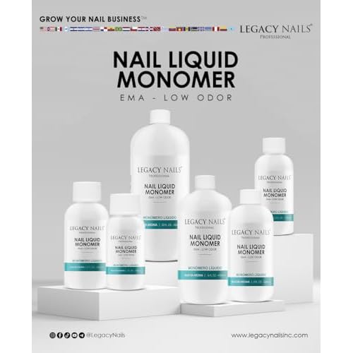 Legacy Nails Professional NAIL LIQUID MONOMER - MMA-Free, Acetone-Free, Low Odor Formula, Compatible with All Acrylic, Perfect for Nail Extensions, Sculpting & Overlays - 946ml / 32 FL.oz.