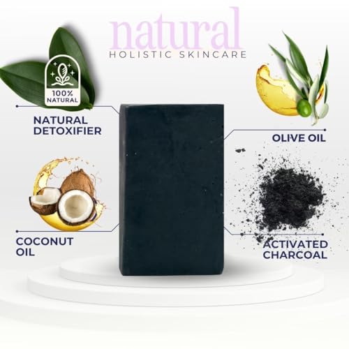 SKIN MATRA - Holistic & Natural Charcoal Bar - Handmade Skincare with Activated Charcoal, Organic Olive Oil & Coconut Oil - Cleanses and Gently Exfoliation [ 3.52 oz ]