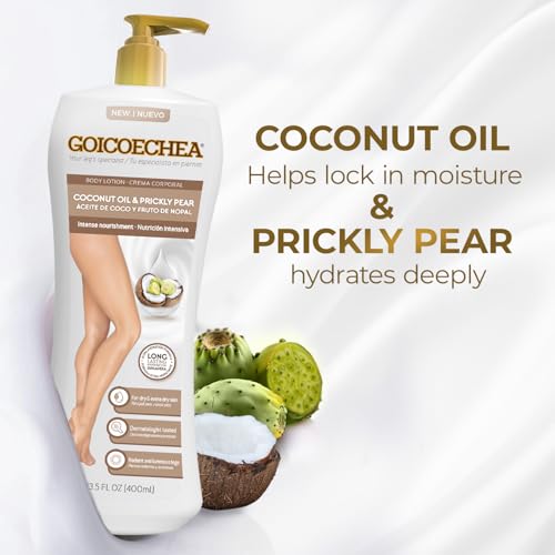 Goicoechea Intense Nourishment Body Lotion with Coconut Oil & Prickly Pear | Womens Lotion for Dry Skin, Body Cream and Moisturizer for Dry Skin, Varicose Veins Cream for Legs, 13.5 fl oz, 1-Pack
