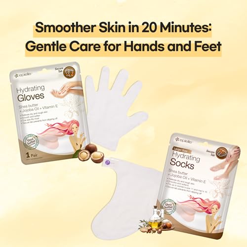 Epielle Hydrating Hand & Foot Masks (Glove & Socks 12pk) for Dry Hand, Dry & Cracked Heel