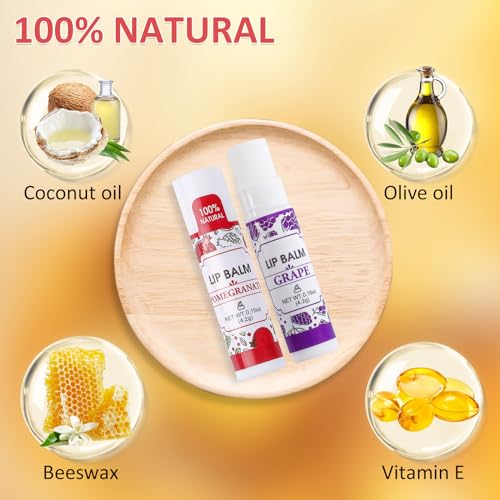 128 Pack Lip Balm, Natural Lip Balm Bulk with Vitamin E and Coconut Oil, Bulk Moisturizing Lip Balms for Dry Lips-16 Flavors