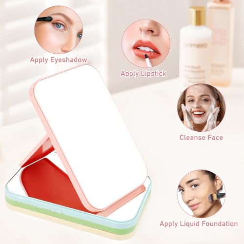 12 Pack Desktop Makeup Mirror, 8 Inch Small Table Mirror with Stand for Desk Travel Makeup Spa Party (4 Color)