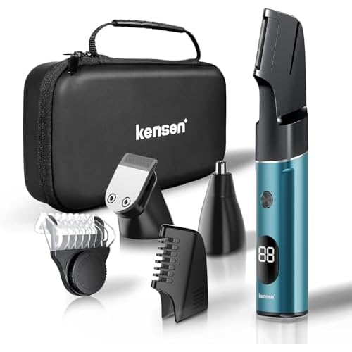 kensen Body Hair Trimmer for Men 3-in-1 Beard Trimmer for Men, Manscape Men's Groin & Pubic Hair Trimmer IPX6 Waterproof Wet/Dry Hair Clippers for Mens Rechargeable Electric Razor for Mens (Blue)