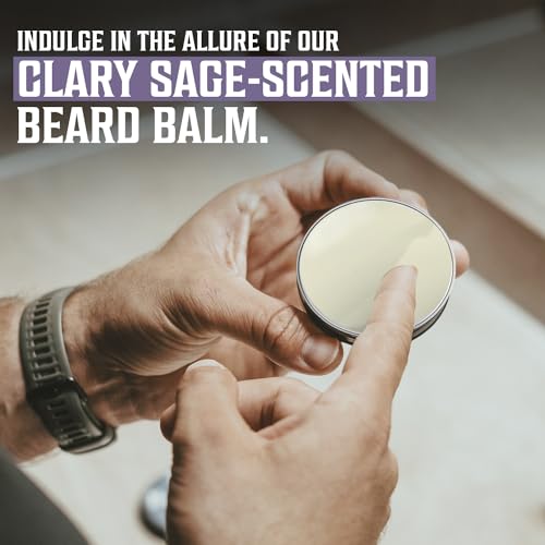 Viking Revolution Clary Sage Beard Balm for Men and Clary Sage Beard Oil Bundle - With Argan and Jojoba Oils - Soften and Moisturize your Beard
