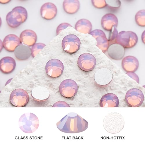 Novani 3000 Pieces Flatback Rhinestones Glass Round Gems Pink Opal Crystals for Nail Art DIY Crafts Clothes Shoes,SS20,4.6-4.8mm