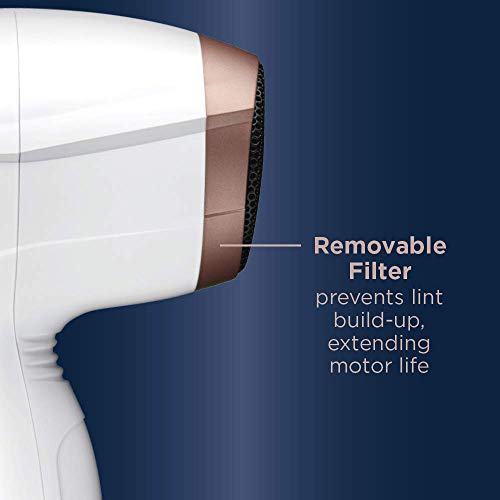 Conair Double Ceramic 1875W Hair Dryer, 3 Heat/ 2 Speed Blow Dryer, Powerful and Fast Drying, Includes Concentrator, Cool Shot Button, Removable Filter, White, Travel hair dryer