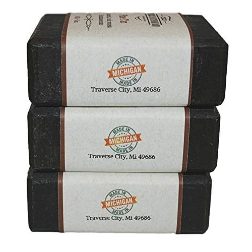 Traverse Bay Bath and Body Pine Tar Soap - Natural Cold Process Handmade Soap with Essential Oils - Pine Tar For Men With Activated Charcoal & Colloidal Oatmeal. Made in USA- 3 Bar Pack 15 + Oz