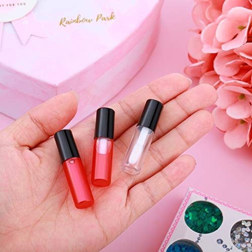 Patelai 100 Pieces Clear Mini Lip Gloss Tube Refillable Empty Lip Balm Gloss Containers Bottles Transparent Mini Lipstick Containers for Women DIY Makeup(Black,1.2ml)