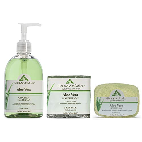 Clearly Natural Essentials Glycerine Bar Soap, Aloe Vera, 12 oz, 3 Count