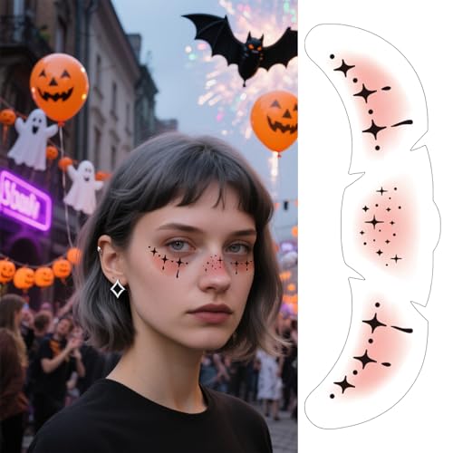Halloween Glitter Freckles,8 Pcs Waterproof Makeup Patches Shimmer Freckle Set Temporary Tattoos for Women Parties,Cosplay,Daily Use