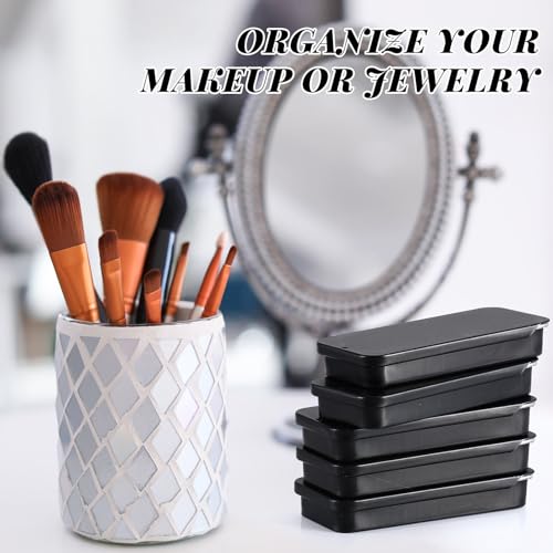 Norme 60pcs Slide Top Small Tins Containers Rectangular Cosmetics Metal Boxes Small Lip Balm Containers Metal Tins with Lids for Lip Balm Jewelry Crafts Pills(Black,1 oz)