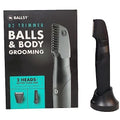 Ballsy B2 Groin & Body Trimmer for Men, Includes 2 Quick Change Heads, Waterproof, Cordless Charging Base for The Ultimate Close Shave