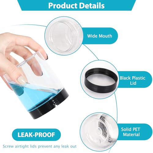 Betrome 8 oz Clear Plastic Round Jars with Black Lids, 40pcs 8oz 250ml Leak-Proof Wide-Mouth Cosmetic Storage Containers for Slime, Kitchen Use, Beauty Products, Cream, Scrubs, Bath Salt and More