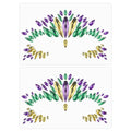 2 Sheets Mardi Gras Face Gems Jewels Stickers, Self-Adhesive Mardi Gras Eye Gems Sticker, Purple Green Gold Glitter Crystals Decoration, Mardi Gras Outfit for Women Party Costume Cosplay Makeup
