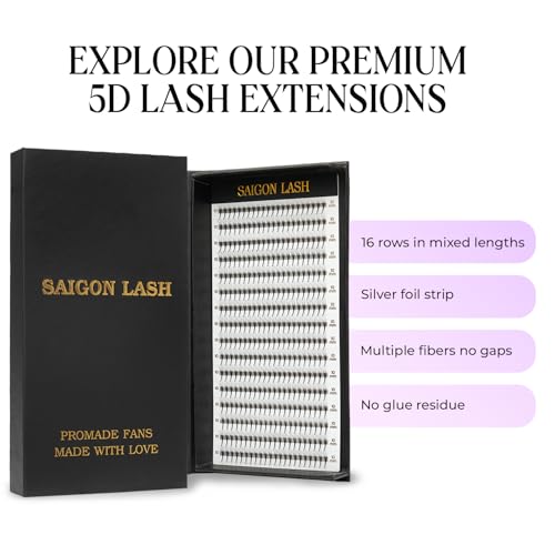 Wispy Promade Fans 3D 5D 6D 8D, Narrow Base Laser Tech Eyelash Extensions, C D Curl, Single & Mixed Lengths 6?15mm, Loose Lash Fans for Professional Use (Black-C-0.07-6 - 13mm-5D)