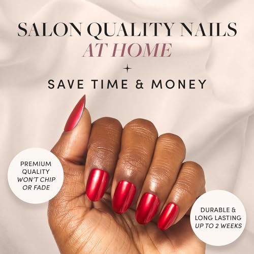 Glamnetic Press-On Nails Bundle - Berry Maroon & Cherry Glaze | Opaque Dark Red Maroon Short Round False Nails | Short Round Bright Cherry Red Nails with a Glaze Finish