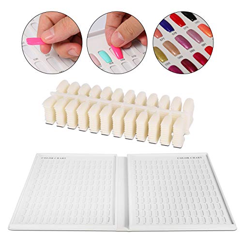 Acycion2A 308 nail display chart with 360 false nail tips (Silver)