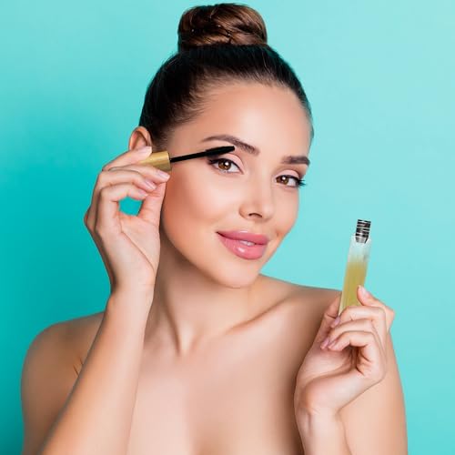 Leakproof DIY Empty Glass Mascara Tube, Bottle with Silicone Brush, Wand and Leakstopper Rubber Insert 10ml Refillable Container for Eyelash-Eyebrow- Hairline Growth Castor Oil and Serums Travel