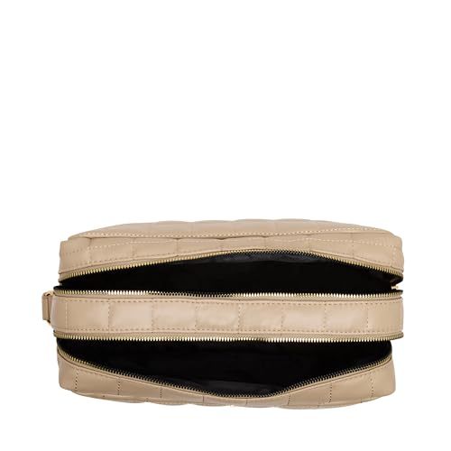 Steve Madden Women's Dobby Double Zip Cosmetic Bag, Timeless Taupe