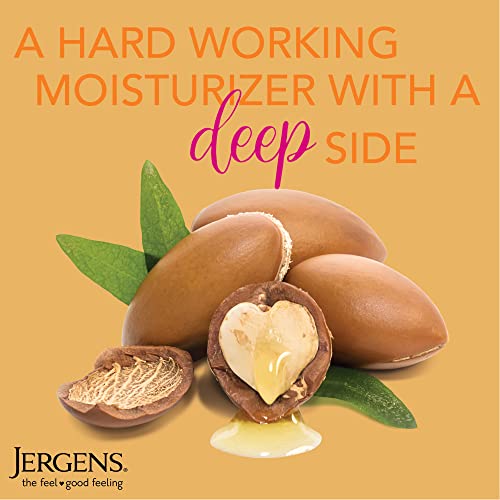 Jergens Deep Restoring Argan Oil Moisturizer, Soothing Body and Hand Lotion, with Reviving Argan_Oil and Vitamin E, Oil-Infused, Dermatologist Tested, 16.8 oz (Pack of 2)