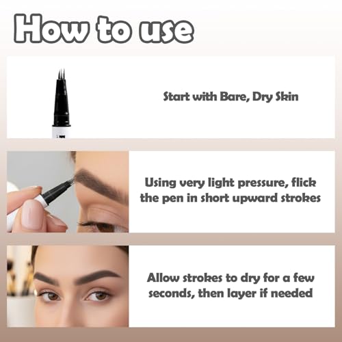 Feather Flick Fluff Tip Eyebrow Pen Natural Hair Like Brow Strokes Angled Multi Tip Precision Brow Pen for Sparse Brows Long Lasting Smudge Resistant (SOFT BLACK, 0.018 fl oz. / 0.55 ml£¨pack of 1£©)