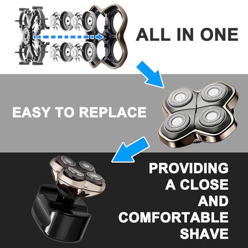 TRAH Shaver PRO 4 Head Replacement Blade Compatible with Skull Shaver Pit-bull Pro - for Pit-bull Silver Gold PRO SX5 & Palm MX5 & Butter-fly Kiss Pro - Bald Men Electric Shavers Accessories