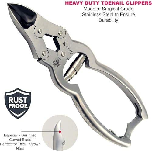 Toenail Clippers for Thick Ingrown Toenails - Professional Podiatry Nail Cutter Fingernail Clipper Trimmer Heavy Duty Surgical Grade Stainless Steel Men Seniors Adults Podiatrist Tool Krisp Beauty