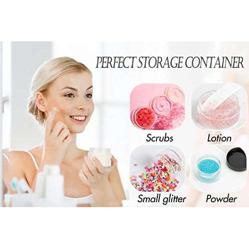 ZEJIA 5 Gram Sample Containers with Lids, Mini Makeup Containers, Empty Plastic Travel Cosmetic Containers with Labels(200 Count, Clear Lid)